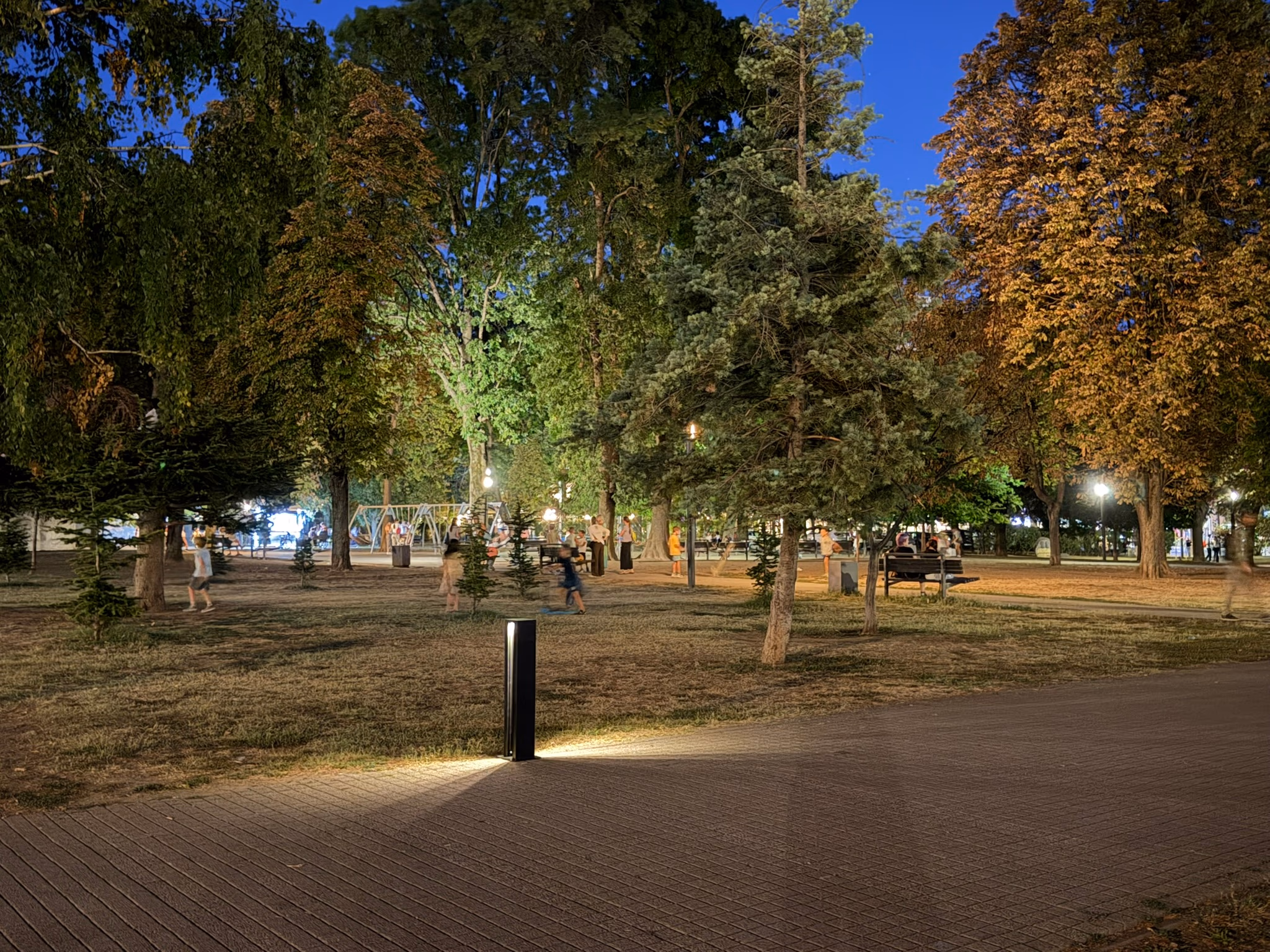 LED Bollard lighting a path at dusk