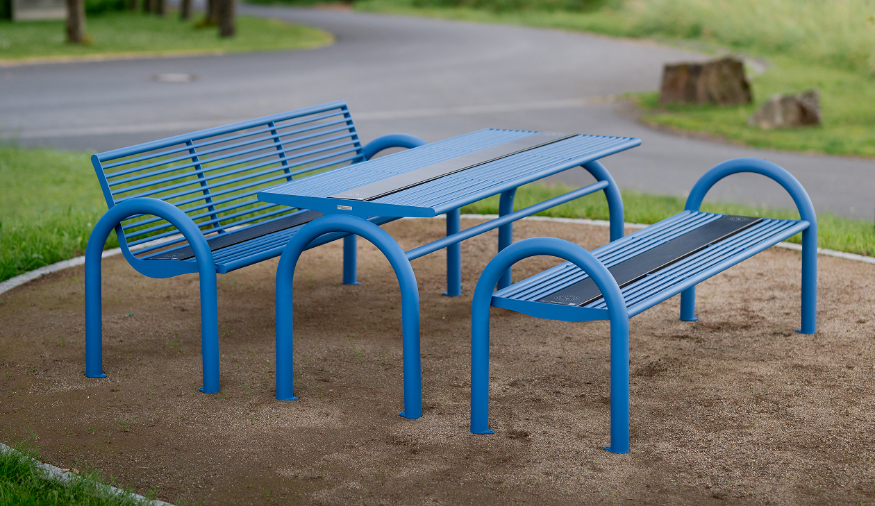 SmartBeam solar benches in park